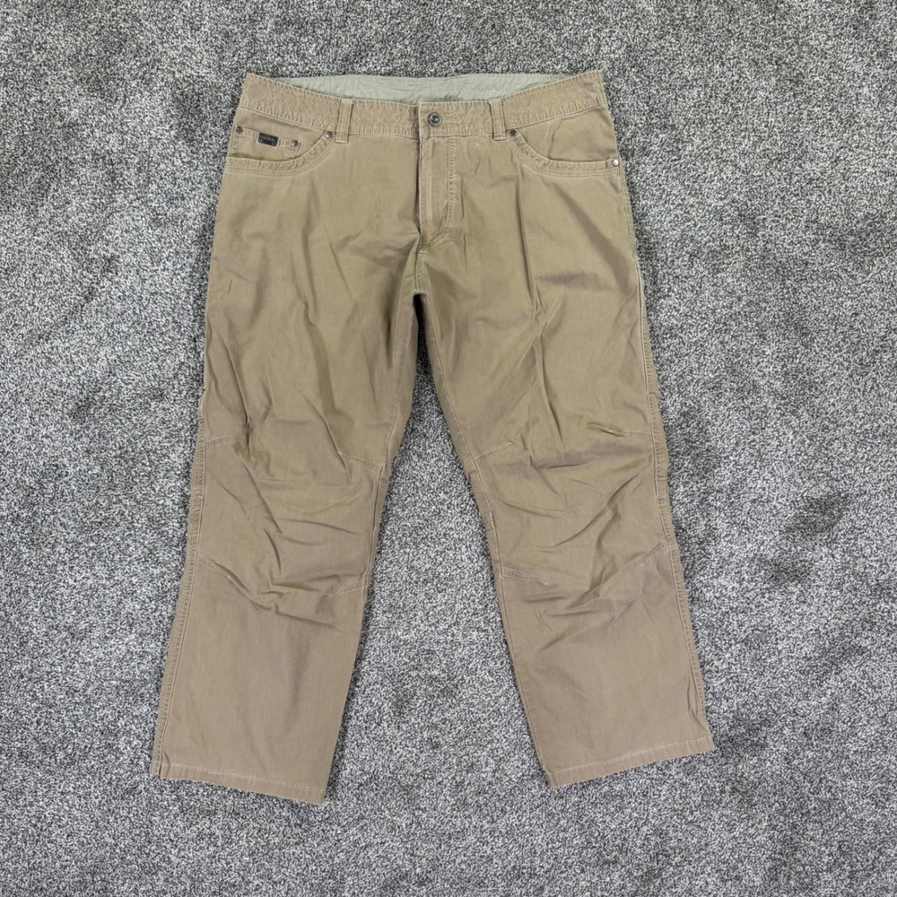 Kuhl Revolvr Uberkuhl Pants Mens 40x27 Khaki Gusseted Crotch Stretch Hiking READ